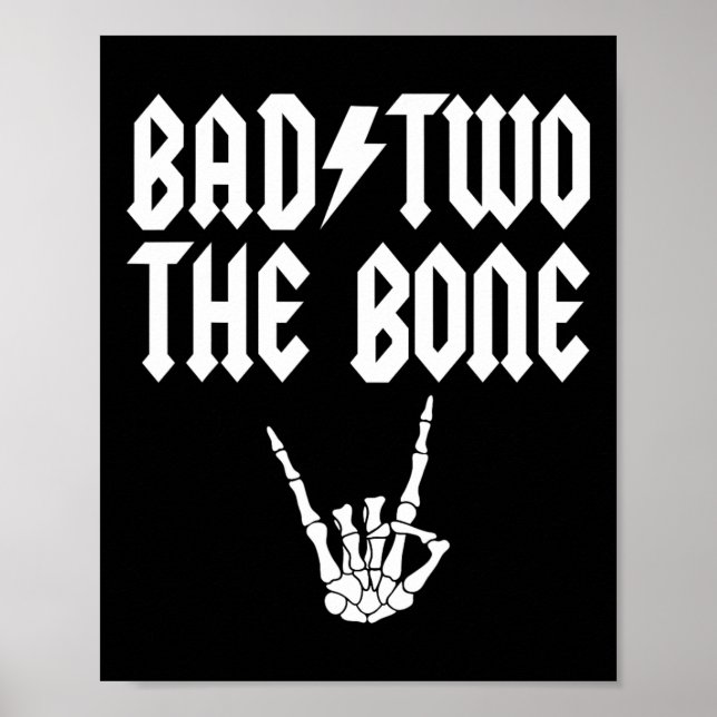 Bad Two The Bone Skeleton Hand Family 2nd Birthday Poster (Front)