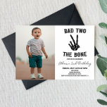 Bad Two The Bone Skeleton Photo 2nd Birthday Party Invitation<br><div class="desc">This is a Bad Two The Bone Skeleton Custom Picture Photo 2nd Birthday Party Invitation!</div>