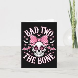 Bad Two The Bone Skull Pink Bow Stars Card