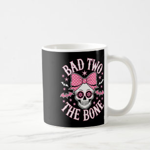 Bad Two The Bone Skull Pink Bow Stars  Coffee Mug