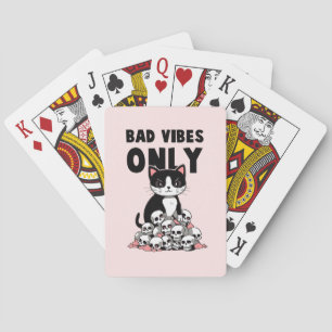 Bad Vibes Only – Cat & Skulls Poker Cards
