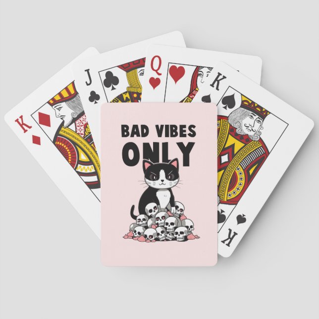 Bad Vibes Only – Cat & Skulls Poker Cards (Back)