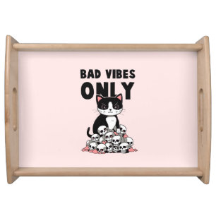 Bad Vibes Only – Cat & Skulls Serving Tray