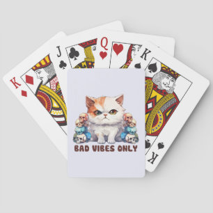 Bad Vibes Only – Fierce Cat & Skulls Gothic Design Poker Cards