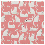 Bad White Cats Knocking Stuff Over Fabric