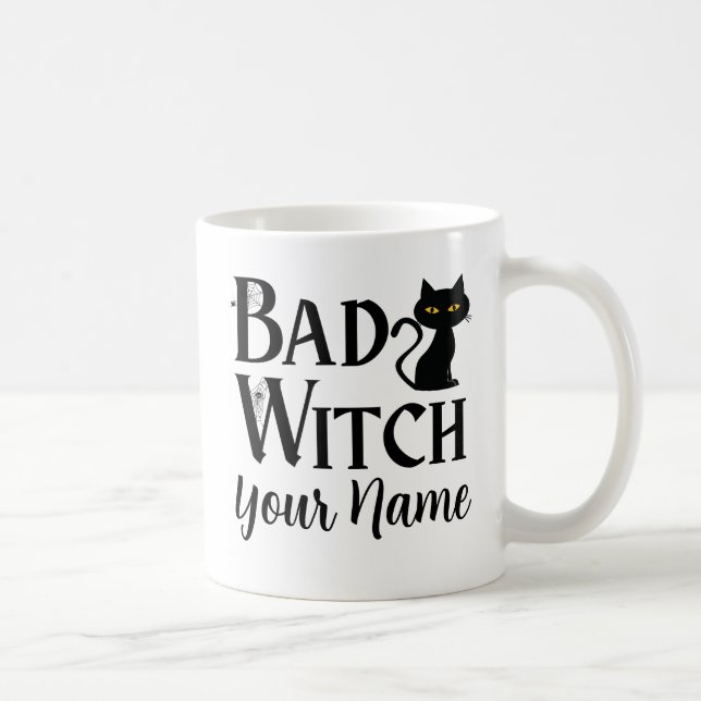 Bad Witch Black Cat  Halloween  Coffee Mug (Right)
