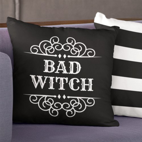 Bad Witch Black Custom Halloween Throw Pillow