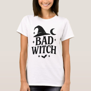 Bad Witch   Black & White Minimalist Women’s Hallo T-Shirt