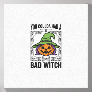Bad Witch Funny Halloween Pumpkin Witch_1 Canvas Photo Tile