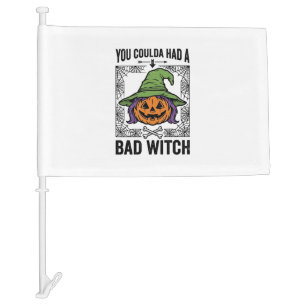 Bad Witch Funny Halloween Pumpkin Witch_1 Car Flag