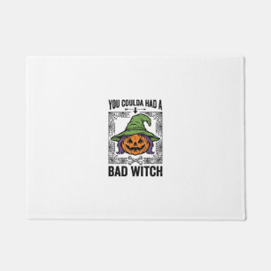 Bad Witch Funny Halloween Pumpkin Witch_1 Doormat