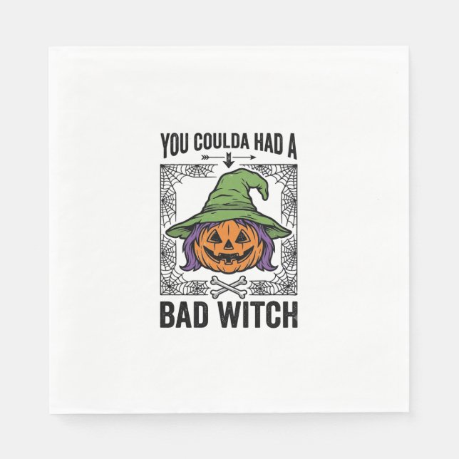Bad Witch Funny Halloween Pumpkin Witch_1 Napkins (Front)