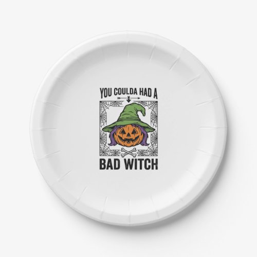 Bad Witch Funny Halloween Pumpkin Witch_1 Paper Plates
