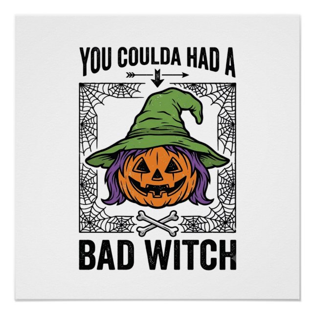 Bad Witch Funny Halloween Pumpkin Witch_1 Poster (Front)