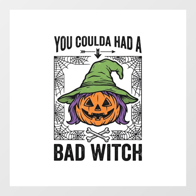 Bad Witch Funny Halloween Pumpkin Witch_1 Window Cling (Sheet)
