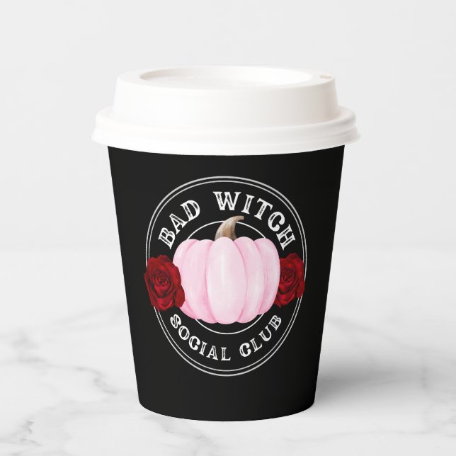 Bad Witch Social Club Halloween Paper Cups (Front)
