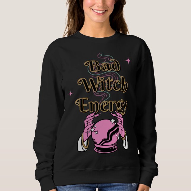 Bad Witch Spooky Halloween Adult Graphic Energy Sweatshirt (Front)