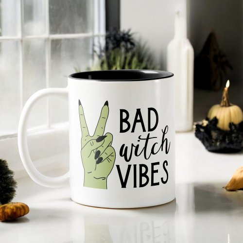 Bad Witch Vibes Modern Halloween Two_Tone Coffee Mug