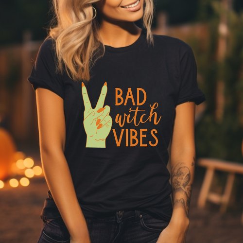 Bad Witch Vibes Modern Womens Halloween T_Shirt
