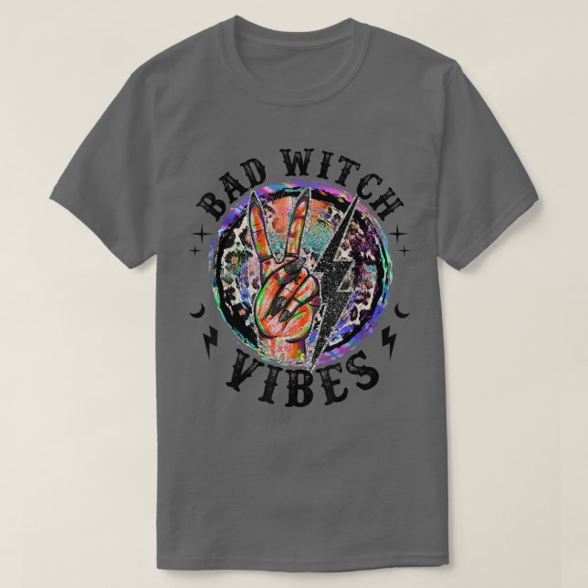 Bad Witch Vibes Tie Dye Leopard Funny Halloween Pa T-Shirt (Design Front)