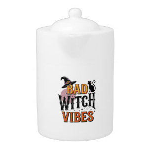 Bad Witch Vibes Vintage Halloween Shirt Design_1 Teapot