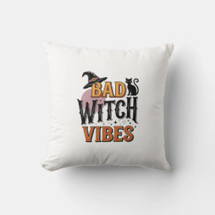 Bad Witch Vibes Vintage Halloween Shirt Design_1 Throw Pillow