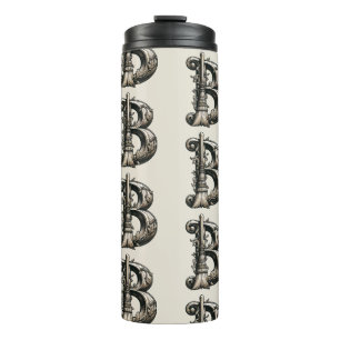 Bad Witch Witchy Broom Letter B Custom Initial  Thermal Tumbler