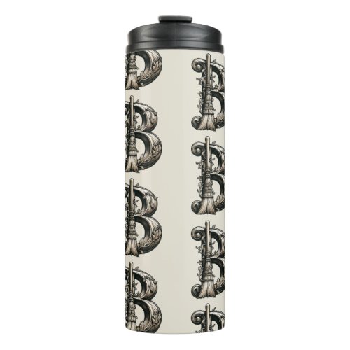 Bad Witch Witchy Broom Letter B Custom Initial  Thermal Tumbler