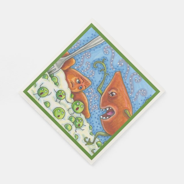 BAD YAM YELLING AT PEAS, FUNNY THANKSGIVING MEAL NAPKINS (Corner)