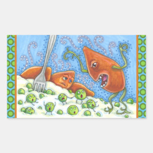BAD YAM YELLING AT PEAS, FUNNY THANKSGIVING MEAL RECTANGULAR STICKER