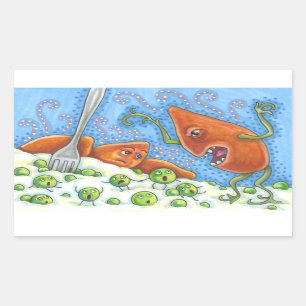 BAD YAM YELLING AT PEAS, FUNNY THANKSGIVING MEAL RECTANGULAR STICKER