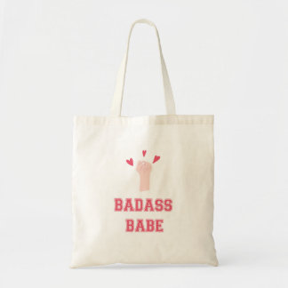 Badass babe feminist design with girl power symbol tote bag