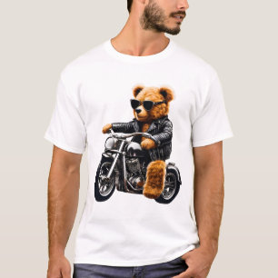 Badass Biker Teddy Bear Art T-Shirt