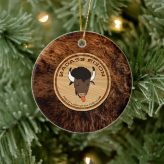 Badass Bison Farm Logo Coffee Mug Ceramic Ornament