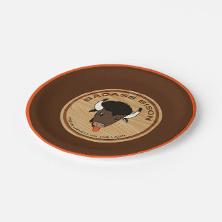 Badass Bison Farm Logo Paper Plate