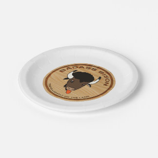 Badass Bison Farm Logo Paper Plates