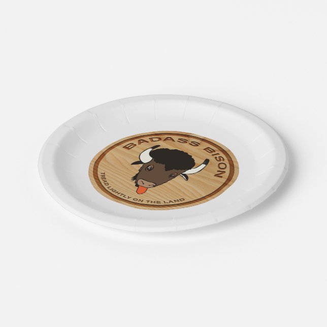 Badass Bison Farm Logo Paper Plates (Angled)