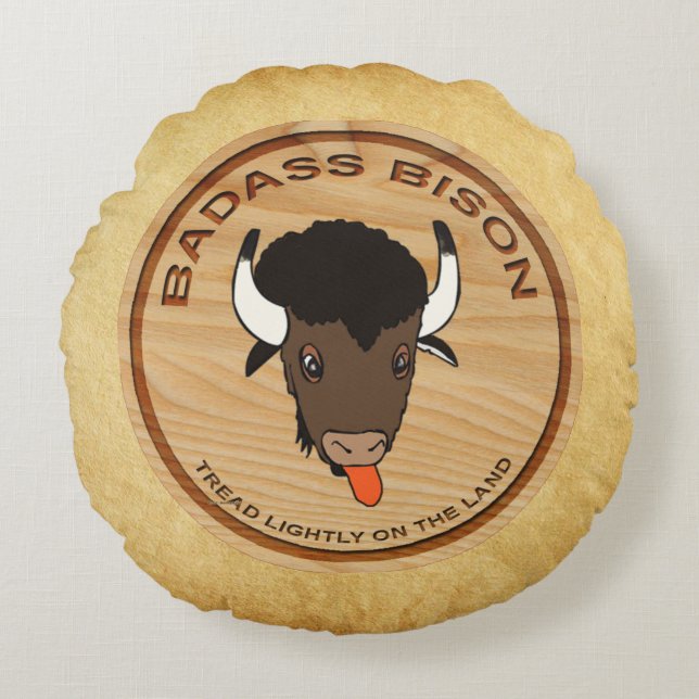 Badass Bison Farm Logo Round Pillow (Front)