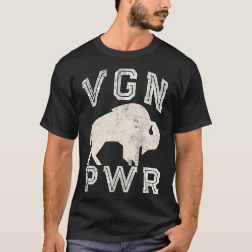 Badass Bison VGN PWR Vegan Bull Plant Power Vegani T_Shirt