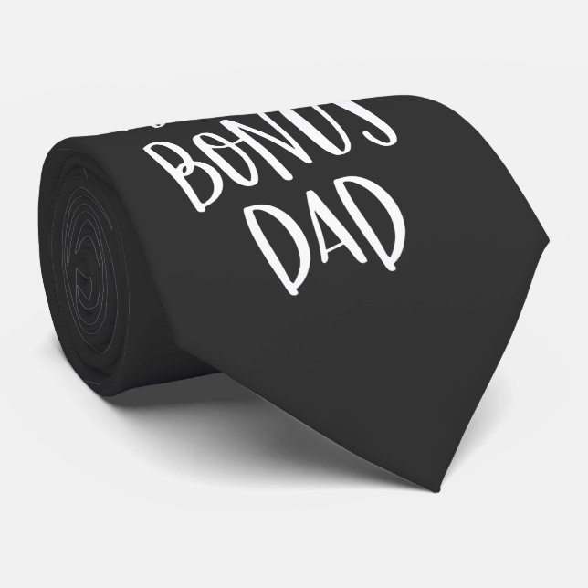 Badass Bonus Dad Stepdad Unique Stepfather Gift Neck Tie (Rolled)