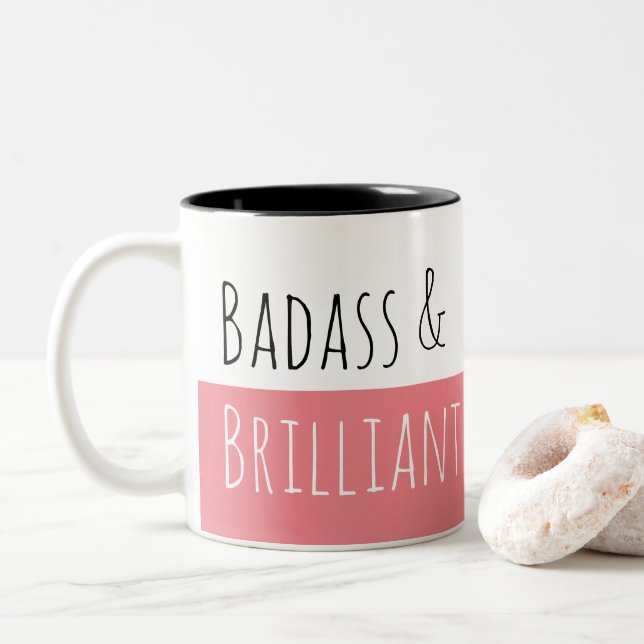 Badass & Brilliant Morning Two-Tone Coffee Mug (With Donut)