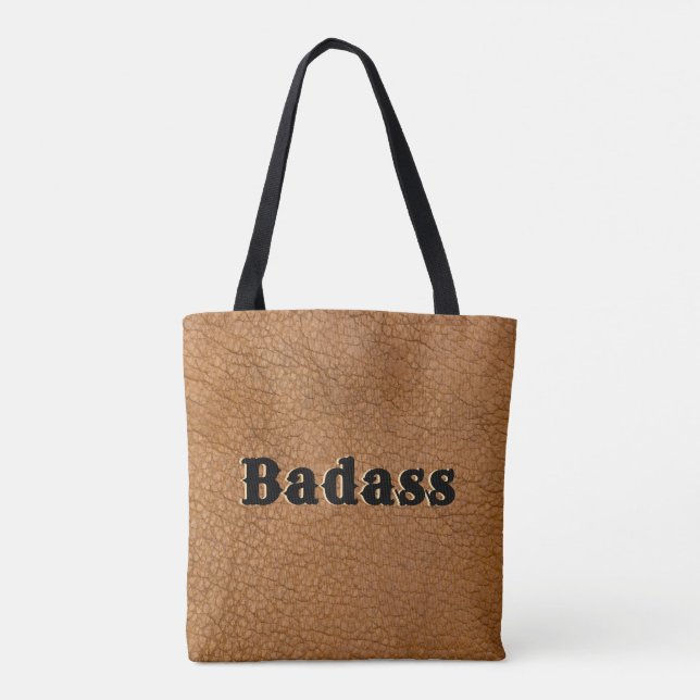 Badass Brown Faux Rawhide Western Look Tote Bag (Back)