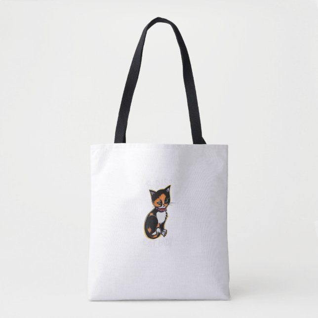 Badass Cat Mom Fun Calico Tote Bag (Front)