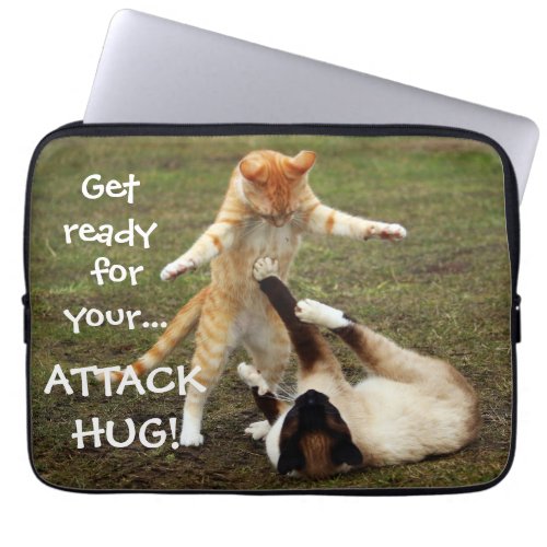 Badass Cats _ Attack hug Laptop Sleeve