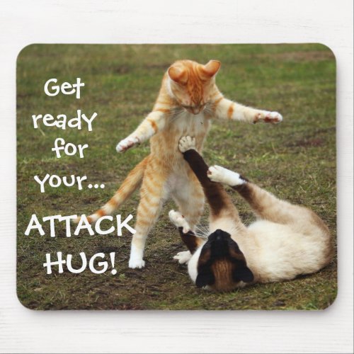 Badass Cats _ Attack hug Mouse Pad
