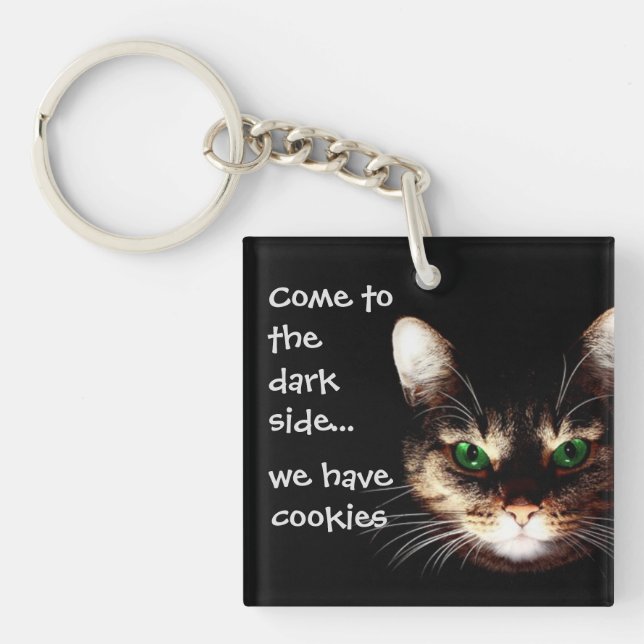 Badass Cats - "Dark Side has Cookies"  Keychain (Front)