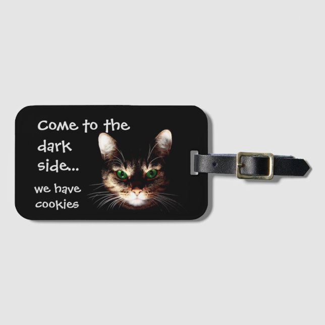 Badass Cats - "Dark Side has Cookies" Luggage Tag (Front Horizontal)