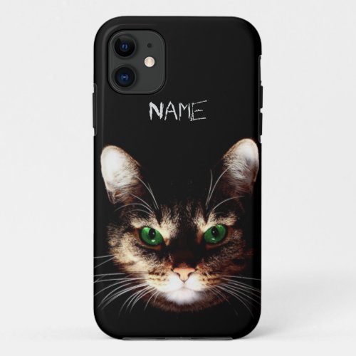 Badass Cats _ Green Eyes iPhone 11 Case