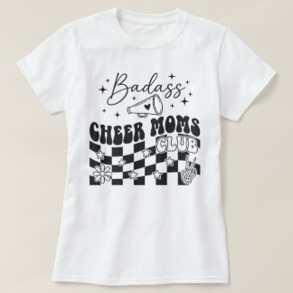 Badass Cheer Moms Club Retro Groovy Megaphone Star T-Shirt