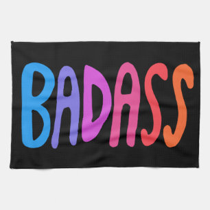 BADASS Colorful Cool & Fun BLACK Kitchen Towel